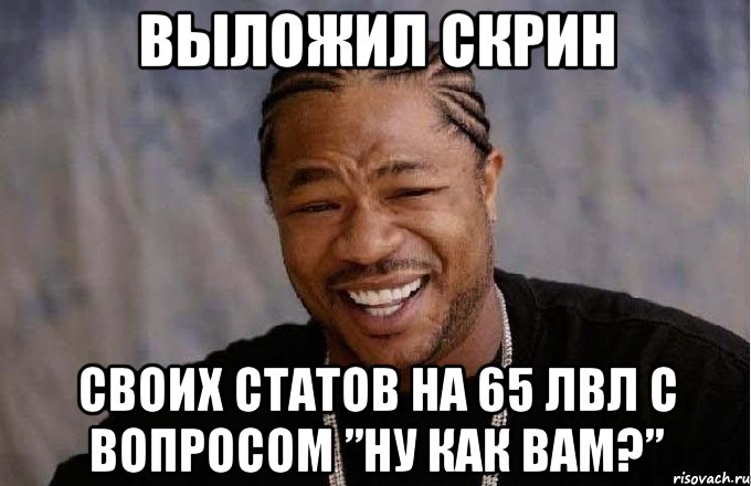 выложил скрин своих статов на 65 лвл с вопросом ”ну как вам?”