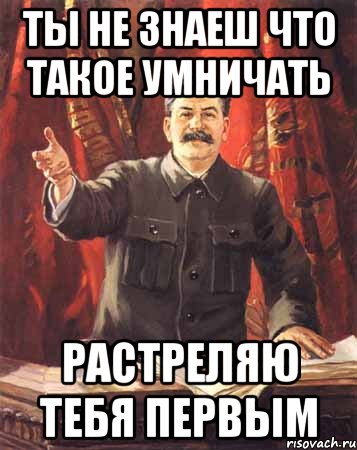 ты не знаеш что такое умничать растреляю тебя первым, Мем  сталин цветной