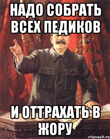 надо собрать всех педиков и оттрахать в жору, Мем  сталин цветной