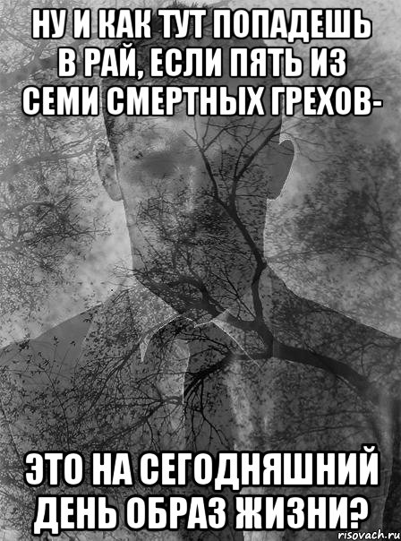 ну и как тут попадешь в рай, если пять из семи смертных грехов- это на сегодняшний день образ жизни?, Мем типичный человек безысходность