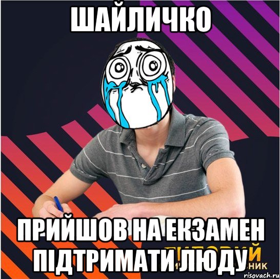 шайличко прийшов на екзамен підтримати люду, Мем Типовий одинадцятикласник