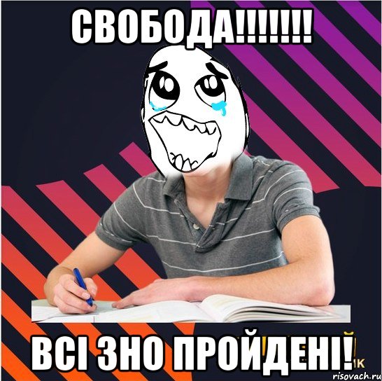 свобода!!! всі зно пройдені!, Мем Типовий одинадцятикласник