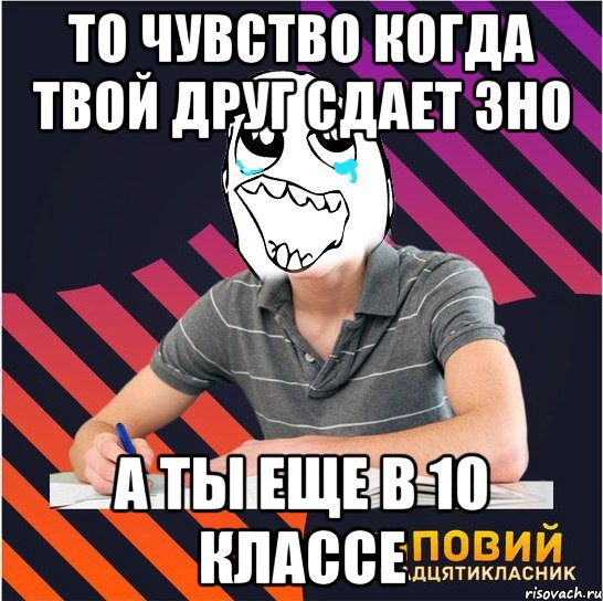 то чувство когда твой друг сдает зно а ты еще в 10 классе, Мем Типовий одинадцятикласник