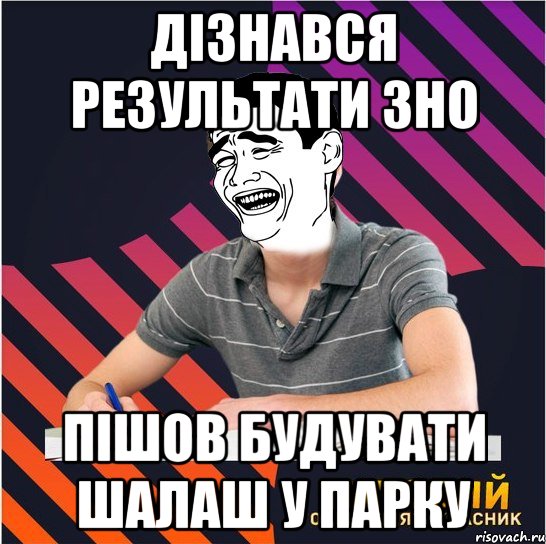дізнався результати зно пішов будувати шалаш у парку