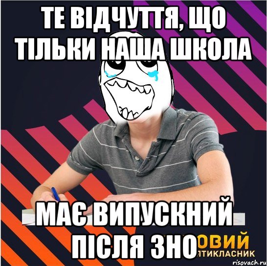 те відчуття, що тільки наша школа має випускний після зно, Мем Типовий одинадцятикласник