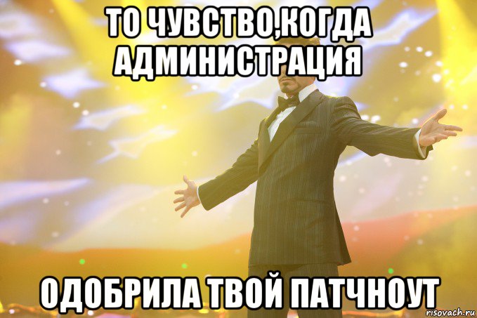 то чувство,когда администрация одобрила твой патчноут, Мем Тони Старк (Роберт Дауни младший)