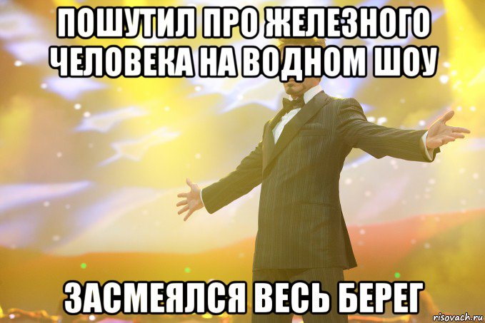 пошутил про железного человека на водном шоу засмеялся весь берег, Мем Тони Старк (Роберт Дауни младший)