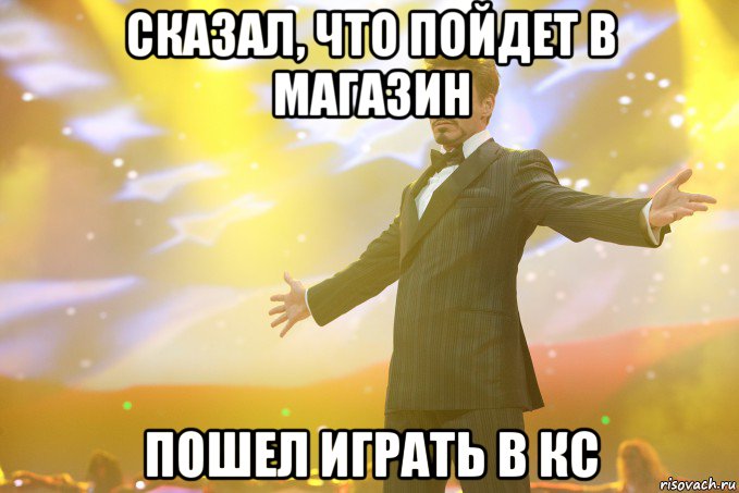 сказал, что пойдет в магазин пошел играть в кс, Мем Тони Старк (Роберт Дауни младший)