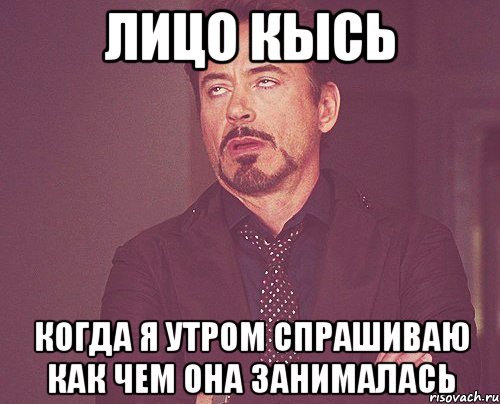 лицо кысь когда я утром спрашиваю как чем она занималась, Мем твое выражение лица