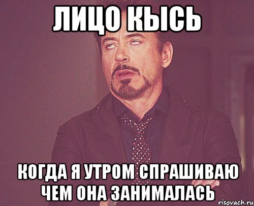 лицо кысь когда я утром спрашиваю чем она занималась, Мем твое выражение лица