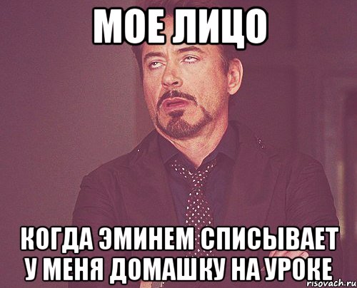 мое лицо когда эминем списывает у меня домашку на уроке, Мем твое выражение лица