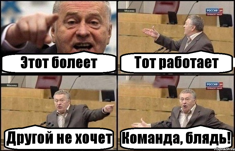 Этот болеет Тот работает Другой не хочет Команда, блядь!, Комикс Жириновский