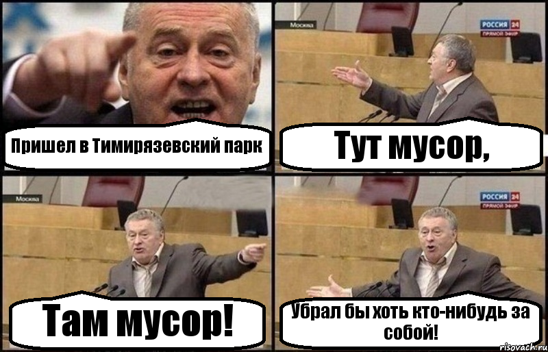 Пришел в Тимирязевский парк Тут мусор, Там мусор! Убрал бы хоть кто-нибудь за собой!, Комикс Жириновский