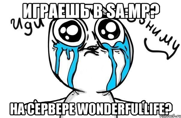 играешь в sa:mp? на сервере wonderfullife?, Мем Иди обниму