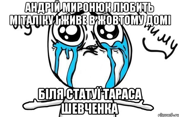 андрій миронюк любить міталіку і живе в жовтому домі біля статуї тараса шевченка, Мем Иди обниму