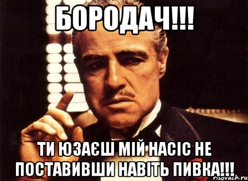 бородач!!! ти юзаєш мій насіс не поставивши навіть пивка!!!, Мем крестный отец