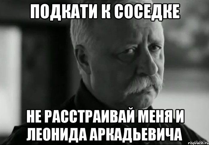 подкати к соседке не расстраивай меня и леонида аркадьевича, Мем Не расстраивай Леонида Аркадьевича