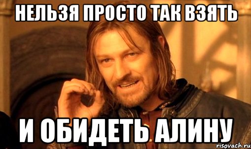 нельзя просто так взять и обидеть алину, Мем Нельзя просто так взять и (Боромир мем)