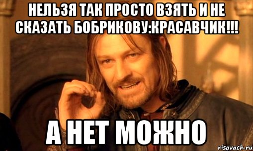 нельзя так просто взять и не сказать бобрикову:красавчик!!! а нет можно, Мем Нельзя просто так взять и (Боромир мем)