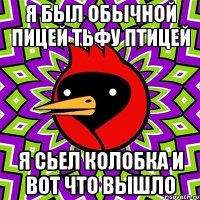 я был обычной пицей тьфу птицей я сьел колобка и вот что вышло, Мем Омская птица