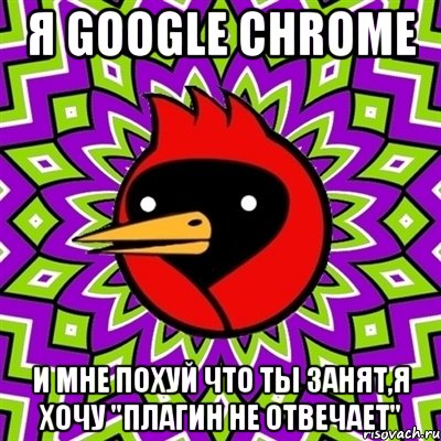 я google chrome и мне похуй что ты занят,я хочу "плагин не отвечает", Мем Омская птица