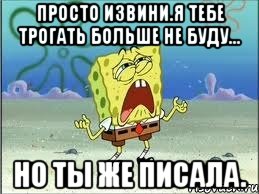 просто извини.я тебе трогать больше не буду... но ты же писала., Мем Спанч Боб плачет