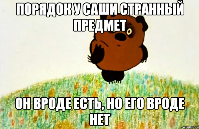 порядок у саши странный предмет он вроде есть, но его вроде нет, Мем ВИННИ ПУХ