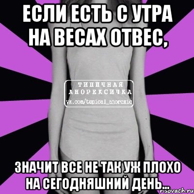 если есть с утра на весах отвес, значит все не так уж плохо на сегодняшний день..., Мем Типичная анорексичка