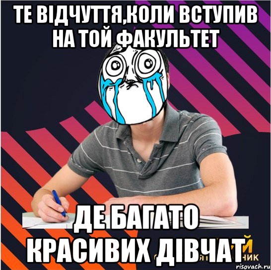 те відчуття,коли вступив на той факультет де багато красивих дівчат, Мем Типовий одинадцятикласник