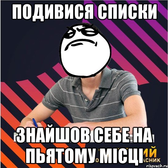 подивися списки знайшов себе на пьятому місці, Мем Типовий одинадцятикласник