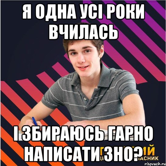 я одна усі роки вчилась і збираюсь гарно написати зно?, Мем Типовий одинадцятикласник