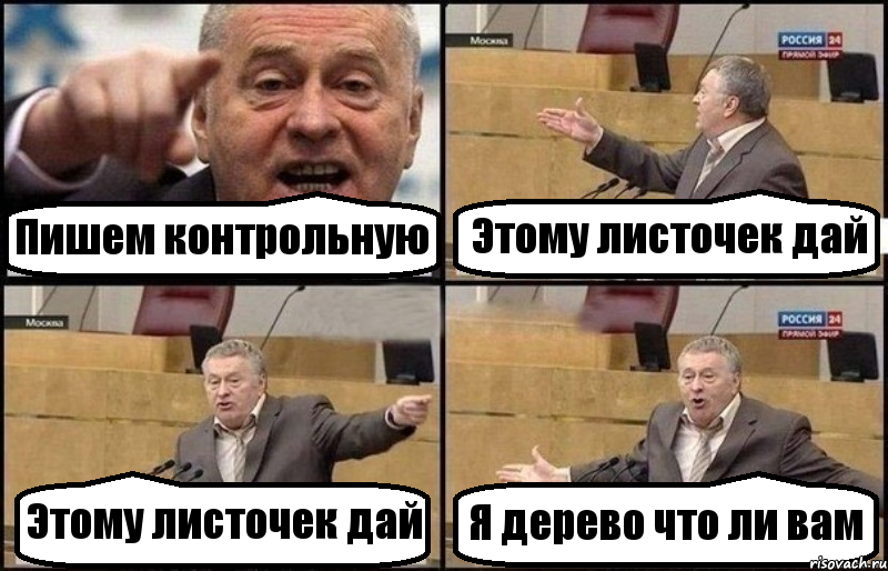 Пишем контрольную Этому листочек дай Этому листочек дай Я дерево что ли вам, Комикс Жириновский