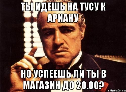 ты идешь на тусу к ариану но успеешь ли ты в магазин до 20.00?, Мем крестный отец