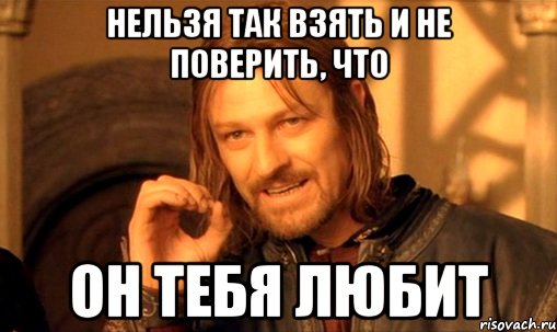 нельзя так взять и не поверить, что он тебя любит, Мем Нельзя просто так взять и (Боромир мем)