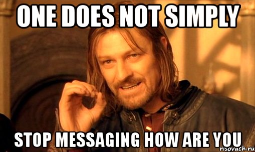 one does not simply stop messaging how are you, Мем Нельзя просто так взять и (Боромир мем)