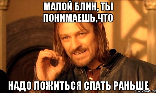 малой блин, ты понимаешь,что надо ложиться спать раньше, Мем Нельзя просто так взять и (Боромир мем)