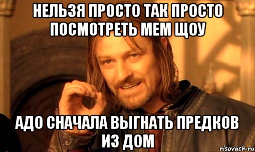 нельзя просто так просто посмотреть мем щоу адо сначала выгнать предков из дом, Мем Нельзя просто так взять и (Боромир мем)