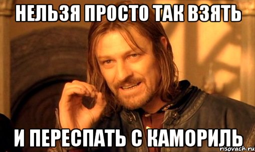 нельзя просто так взять и переспать с камориль, Мем Нельзя просто так взять и (Боромир мем)