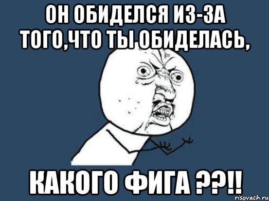 он обиделся из-за того,что ты обиделась, какого фига ??!!, Мем Ну почему