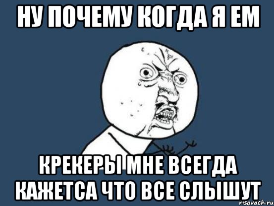 ну почему когда я ем крекеры мне всегда кажетса что все слышут, Мем Ну почему