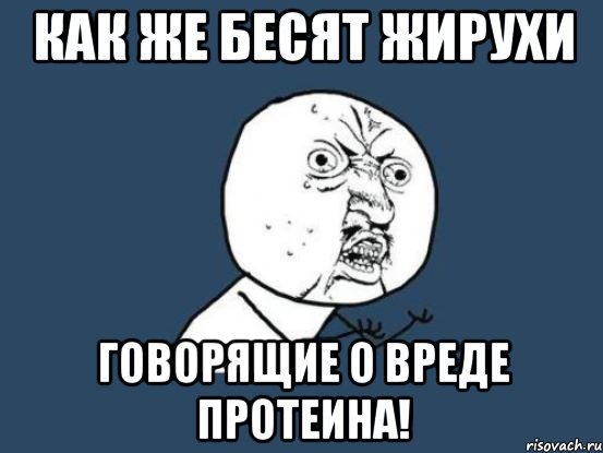 как же бесят жирухи говорящие о вреде протеина!, Мем Ну почему