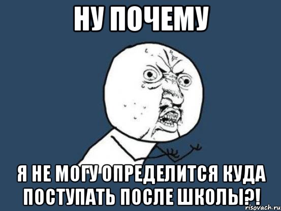 ну почему я не могу определится куда поступать после школы?!, Мем Ну почему