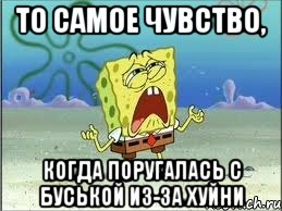 то самое чувство, когда поругалась с буськой из-за хуйни, Мем Спанч Боб плачет