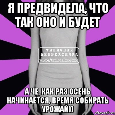 я предвидела, что так оно и будет а че, как раз осень начинается, время собирать урожай)), Мем Типичная анорексичка