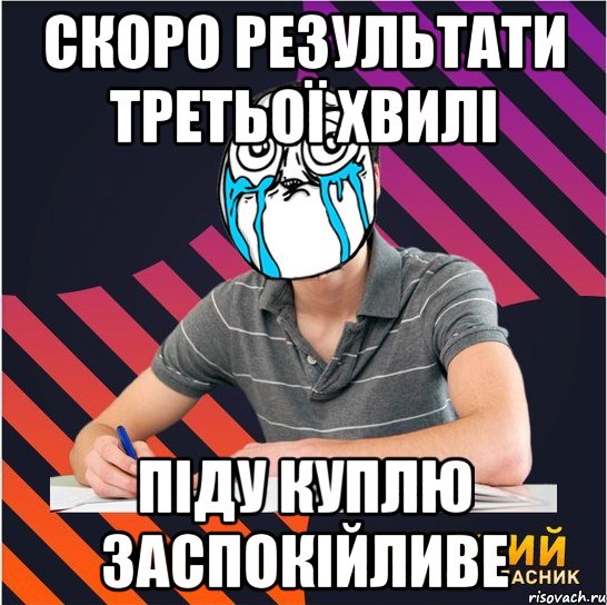 скоро результати третьої хвилі піду куплю заспокійливе, Мем Типовий одинадцятикласник