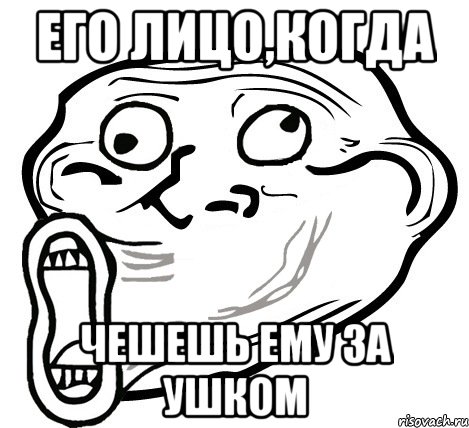 его лицо,когда чешешь ему за ушком, Мем  Trollface LOL