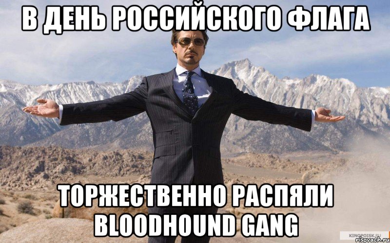 в день российского флага торжественно распяли bloodhound gang, Мем железный человек