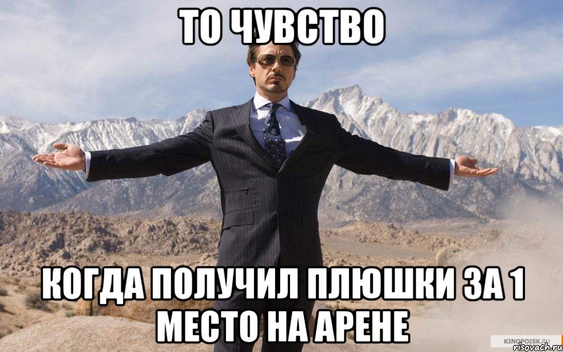 то чувство когда получил плюшки за 1 место на арене, Мем железный человек