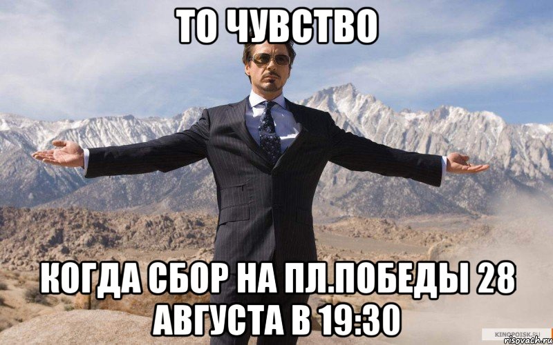 то чувство когда сбор на пл.победы 28 августа в 19:30, Мем железный человек