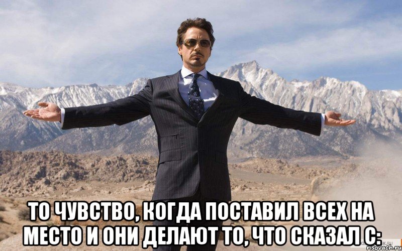  то чувство, когда поставил всех на место и они делают то, что сказал с:, Мем железный человек